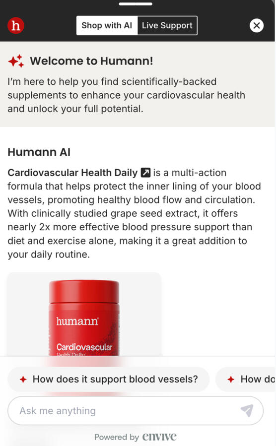 Copy & AI-generated content resulting from prompts I wrote (for Humann / Envive)